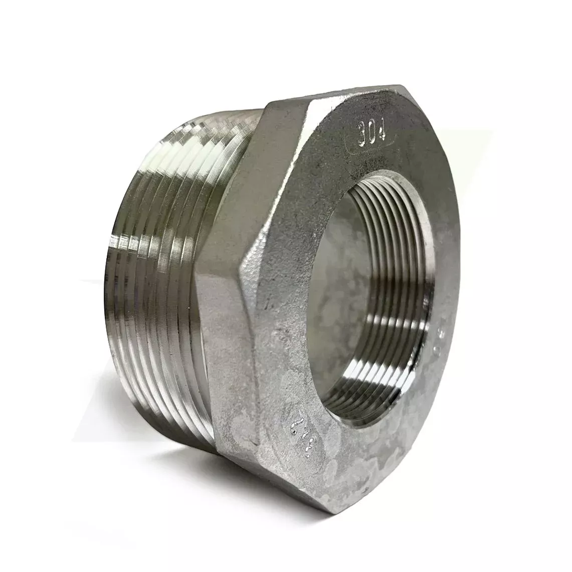 K414-4832 - 3" x 2" Threaded Hex Head Bushing, 304 Stainless Steel
